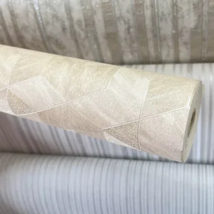 Papel De Parede Vinílico Geométrico Glitter Dourado Claro