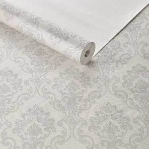 Papel De Parede Vinílico Lavável 0,53x9,5m Arabesco Prata