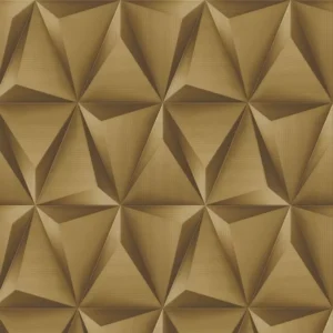 Papel De Parede Vinílico Lavável Geométrico 3d Dourado