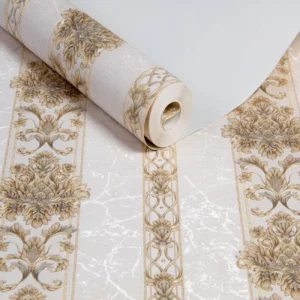 Papel De Parede Vinilico Lavavel Listrado Dourado Creme 10m