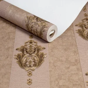 Papel De Parede Vinilico Lavavel Listrado Marrom Bronze 10m