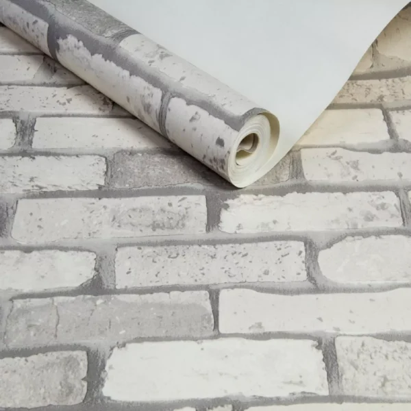 Papel De Parede Vinilico Lavavel Tijolo Branco Degrade 3d 10