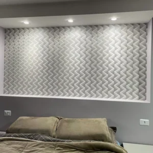 Papel De Parede Vinilico Lavavel Zig Zag Chevron Cinza 3d