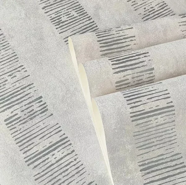 Papel De Parede Vinílico Linhas Cinza Claro Prata Relevo