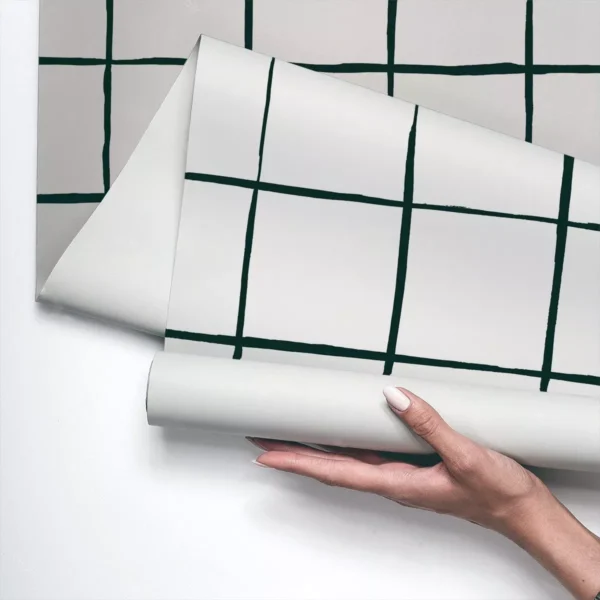 Papel De Parede Vinílico Quadriculado Branco Lavável 3m