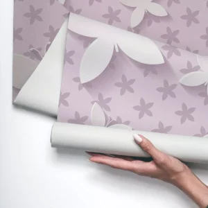 Papel De Parede Vinílico Quarto Estrela Lilás Borboleta 3m