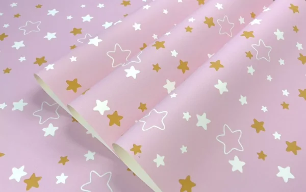 Papel De Parede Vinílico Quarto Menina Estrelas - Rolo 9,5m