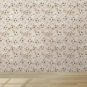 Papel De Parede Vinílico Quarto Teen Futebol Bola Bege 3.5m