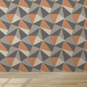 Papel De Parede Vinilico Quarto Zara Laranja Geométrico 12m