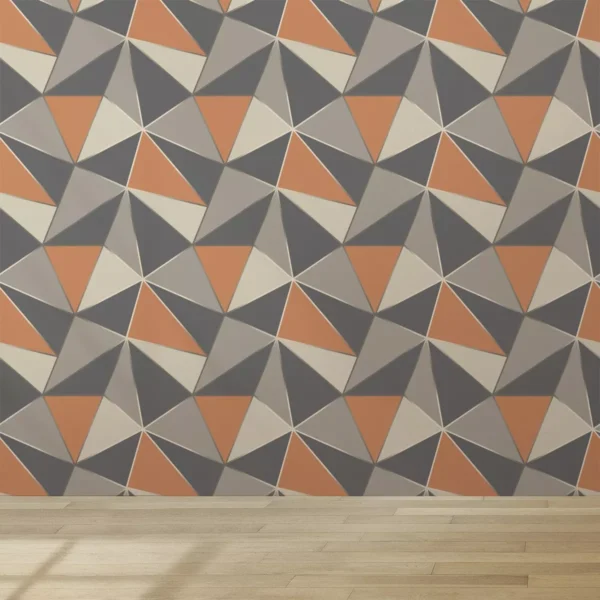 Papel De Parede Vinilico Quarto Zara Laranja Geométrico 12m