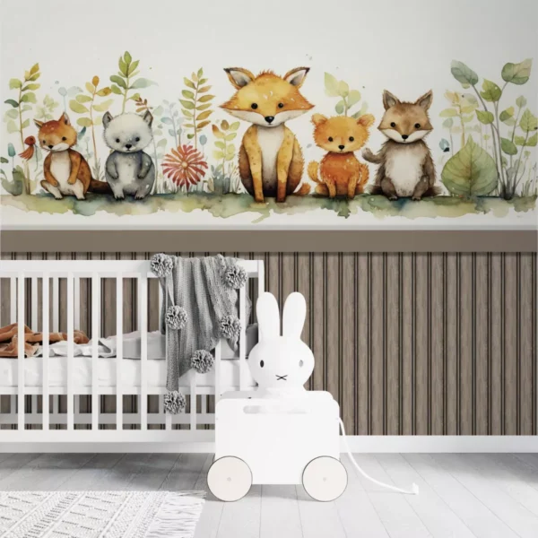 Papel De Parede Vinilico Safari Animais Fofinhos Infantil 01