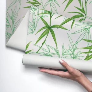 Papel De Parede Vinílico Sala Folhas De Bambu Natureza 3m