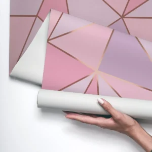 Papel De Parede Vinílico Sala Zara Roxo Rosa Rosê Gold 3m