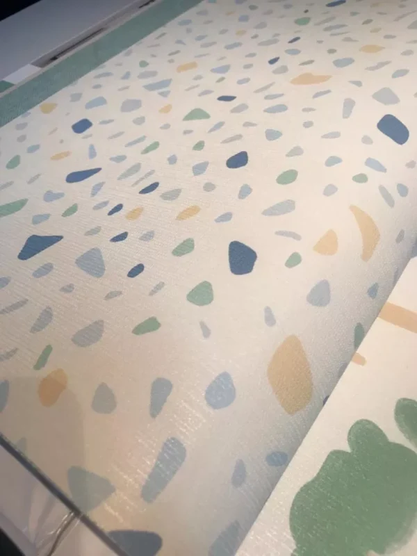 Papel De Parede Vinilico Sonho 4203 Verde Azul Pedrinha