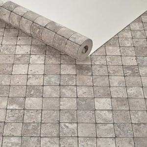 Papel De Parede Vinílico Textura Ladrilho 3d Marrom Claro