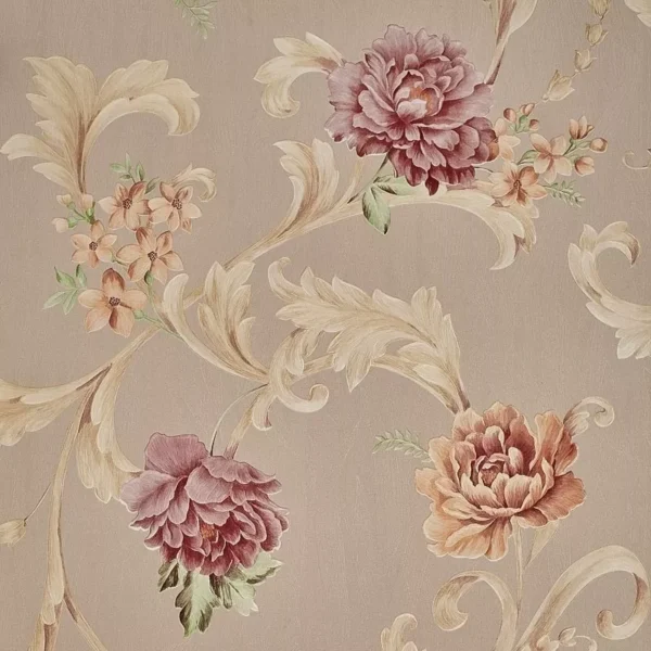 Papel De Parede Vinílico Textura Relevo Floral Flores Ramos