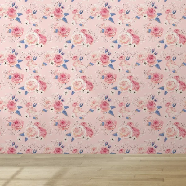 Papel De Parede Vintage Adesivo Sala Rose Cozinha 5 M