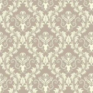 Papel De Parede Vintage Arabesco Damask Fundo Nude Vinil 3mt