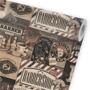 Papel De Parede Vintage Barbearia Barbeiro Kit 02 Rolos A253