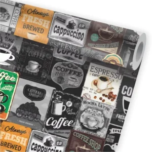 Papel De Parede Vintage Café Cafeteria Kit 02 Rolos A256