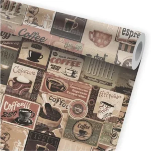 Papel De Parede Vintage Café Cafeteria Kit 02 Rolos A257