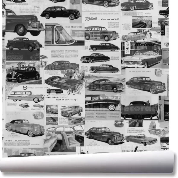 Papel De Parede Vintage Carros Clássicos Kit 03 Rolos A263