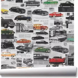 Papel De Parede Vintage Carros Clássicos Kit 03 Rolos A264