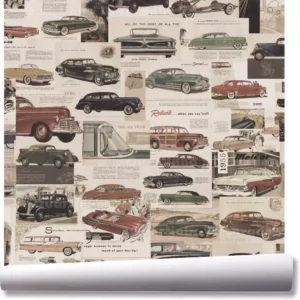 Papel De Parede Vintage Carros Clássicos Kit 03 Rolos A265