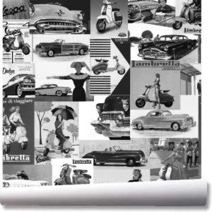 Papel De Parede Vintage Lambretta Vespa Kit 03 Rolos A282