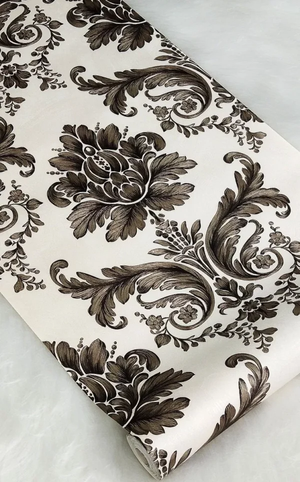 Papel De Parede Vintage Marrom Damask Importado Alto Relevo