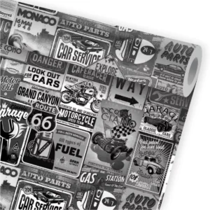 Papel De Parede Vintage Placa Carros Race Kit 02 Rolos A259