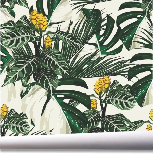 Papel De Parede Viva Flores Folhagem Jardim Tropical A692