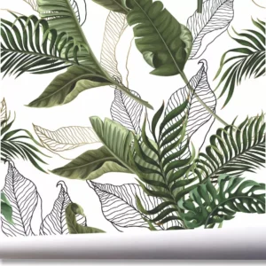 Papel De Parede Viva Folhagem Tropical Folhas Jardim A705