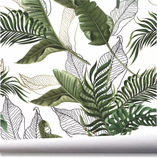 Papel De Parede Viva Folhagem Tropical Folhas Jardim A705