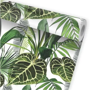 Papel De Parede Viva Folhas Folhagem Tropical Jardim A748