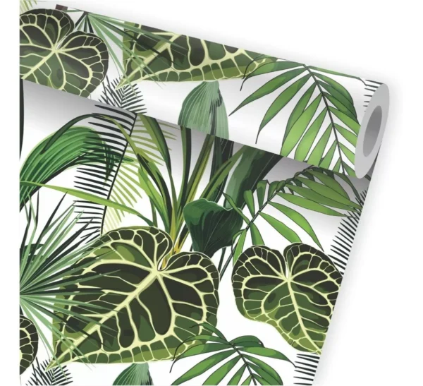 Papel De Parede Viva Folhas Folhagem Tropical Jardim A748