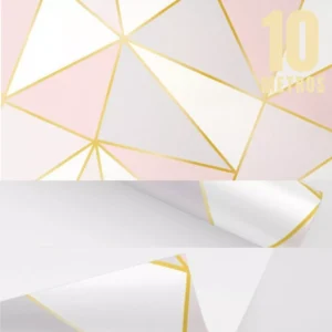 Papel De Parede Zara Rosê Gold Geométrico Sala Quarto 5mts