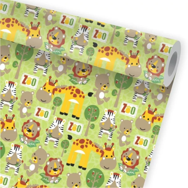 Papel De Parede Zoo Animais Safari Girafa Kit 02 Rolos A124