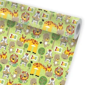 Papel De Parede Zoo Animais Safari Girafa Urso Leão A124