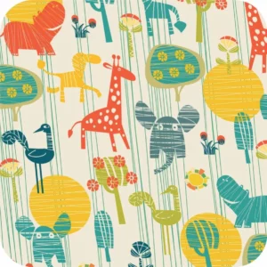 Papel De Parede Zoo Safari Animais Infantil Girafa Bebe A395