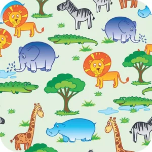 Papel De Parede Zoo Safari Animais Leão Zebra Infantil A397