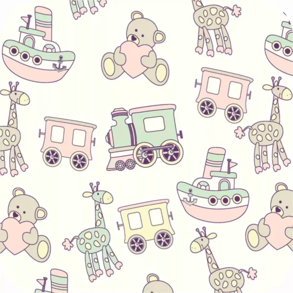 Papel De Parede Zoo Safari Girafinha Urso Infantil Bebe A387