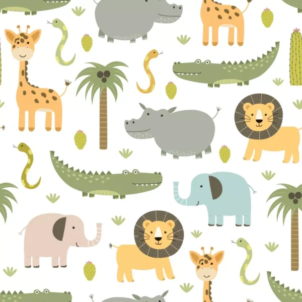 Papel De Parede Zoo Safari Quarto Infantil Autocolante 12m