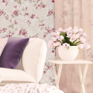 Promoção Papel De Parede Floral Rosa Delicado 2,50 X 0,58m